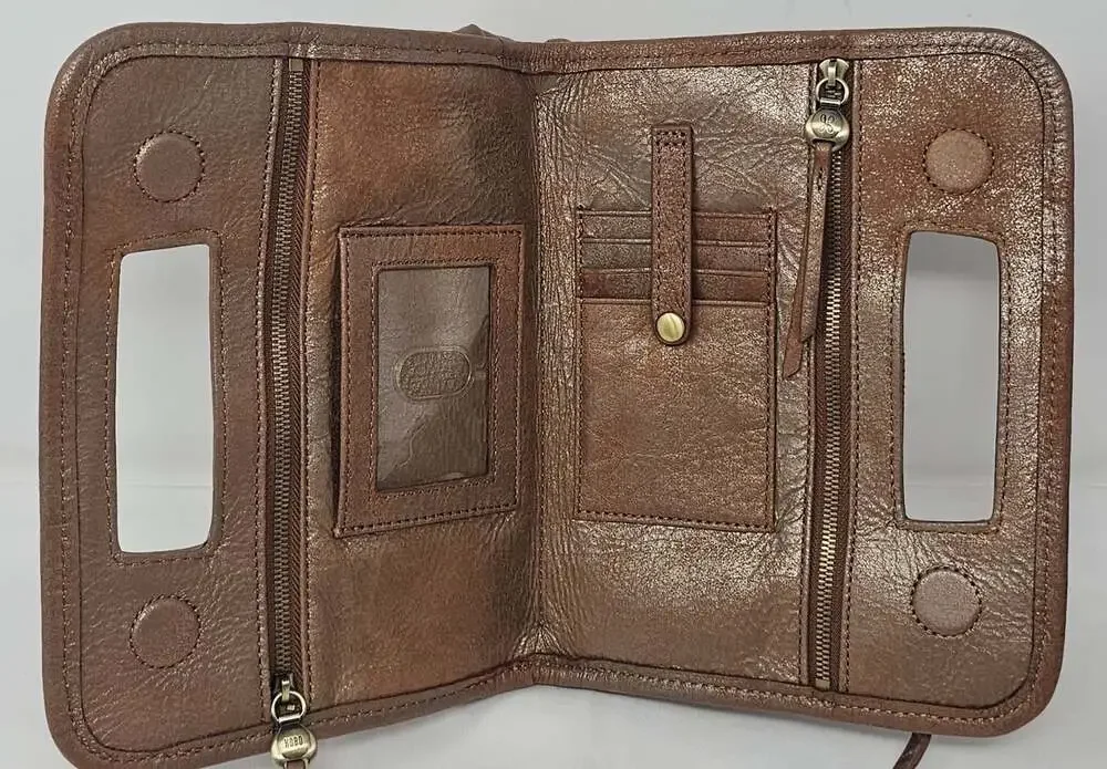 Hobo International ACE Clutch In Patina Distressed Brown Metallic Leather NWOT